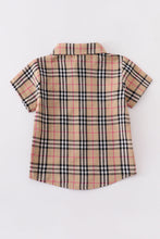 Brown plaid button down boy shirt - ARIA KIDS