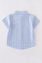 Blue plaid button down boy shirt - ARIA KIDS