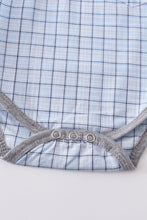 Blue plaid button down baby romper - ARIA KIDS
