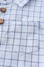 Blue plaid button down baby romper - ARIA KIDS