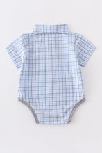 Blue plaid button down baby romper - ARIA KIDS