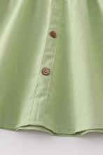 Green smocked strap button dress - ARIA KIDS