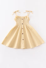 Cream smocked strap button dress - ARIA KIDS