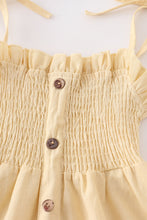 Cream smocked strap button dress - ARIA KIDS