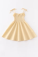 Cream smocked strap button dress - ARIA KIDS