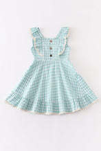 Green plaid ruffle button dress - ARIA KIDS
