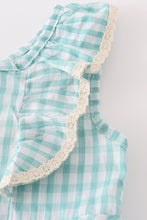 Green plaid ruffle button dress - ARIA KIDS