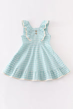 Green plaid ruffle button dress - ARIA KIDS