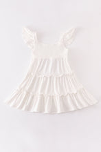 White flutter trim tiered dress - ARIA KIDS