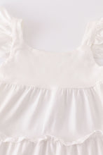 White flutter trim tiered dress - ARIA KIDS