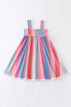 Rainbow stripe ruffle strap girl dress - ARIA KIDS