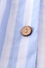 Blue stripe button-down strap dress