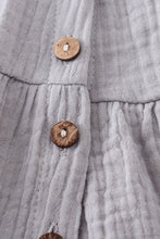Blue linen tiered button down dress