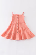 Pink linen tiered button down dress