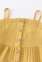 Mustard linen tiered button down dress