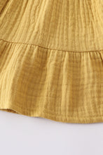 Mustard linen tiered button down dress