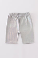 Silver metallic bike legging