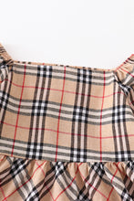 Tan plaid tiered lace dress - ARIA KIDS