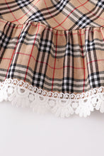 Tan plaid tiered lace dress - ARIA KIDS