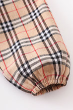 Tan plaid tiered lace dress - ARIA KIDS