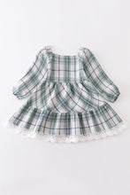 Green plaid tiered lace dress - ARIA KIDS