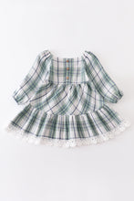 Green plaid tiered lace dress - ARIA KIDS