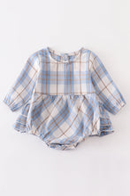 Blue plaid ruffle baby girl bubble - ARIA KIDS