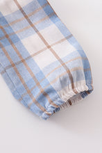 Blue plaid ruffle baby girl bubble - ARIA KIDS