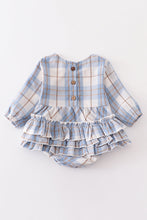 Blue plaid ruffle baby girl bubble - ARIA KIDS