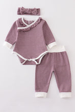 Purple stripe ruffle baby 3pc set - ARIA KIDS