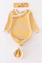 Mustard stripe ruffle baby 2pc gown - ARIA KIDS