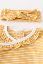 Mustard stripe ruffle baby 2pc gown - ARIA KIDS