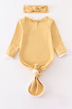 Mustard stripe ruffle baby 2pc gown - ARIA KIDS