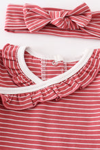 Red stripe ruffle baby 2pc gown - ARIA KIDS