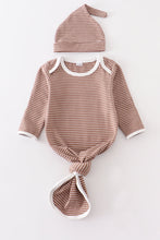 Maroon stripe 2pc baby gown