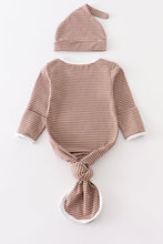 Maroon stripe 2pc baby gown