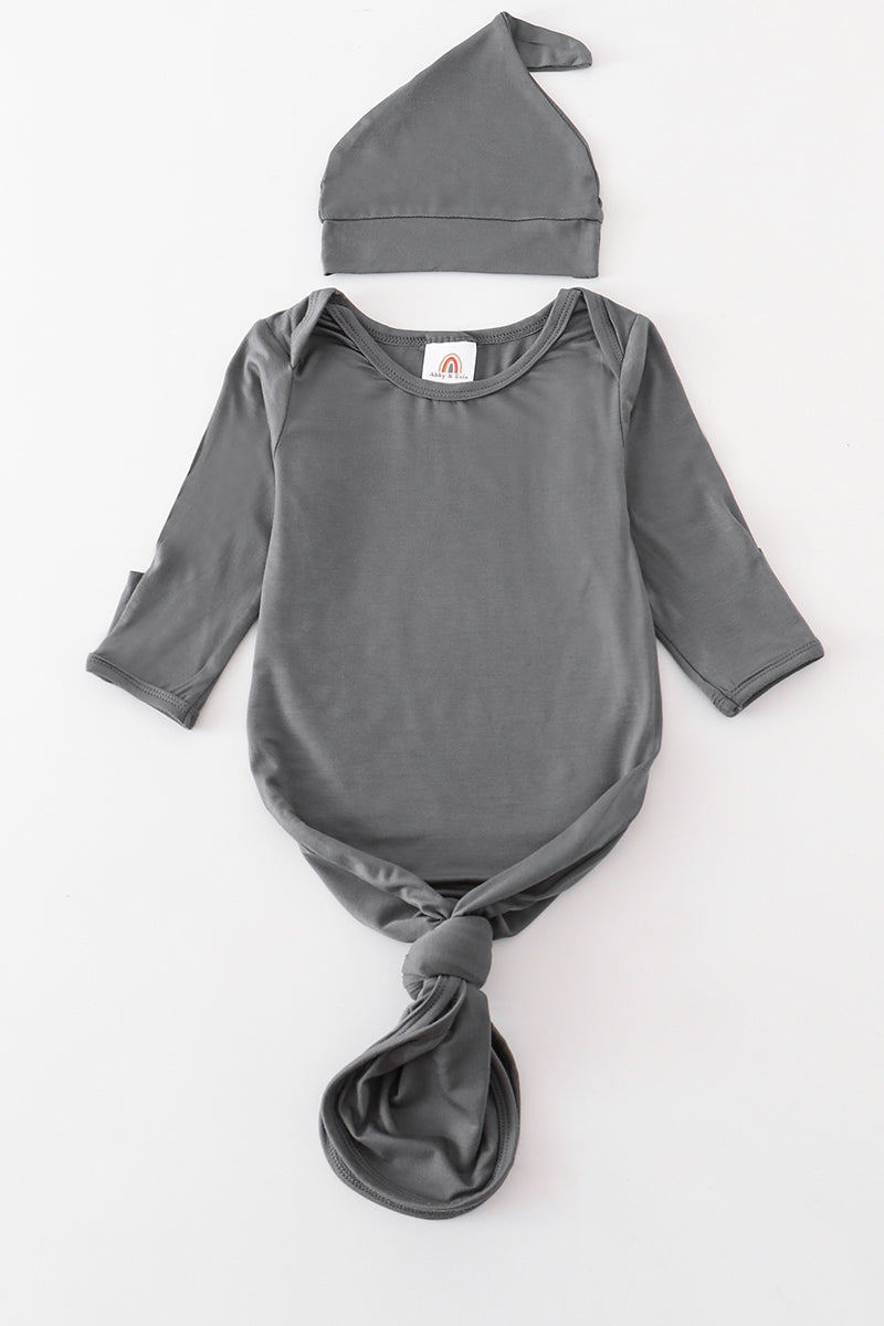 Charcoal bamboo baby 2pc gown - ARIA KIDS