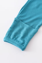 Teal bamboo ruffle 2pc baby gown