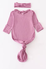 Lilac bamboo ruffle 2pc baby gown - ARIA KIDS