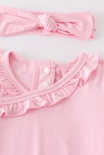 Pink bamboo ruffle 2pc baby gown - ARIA KIDS