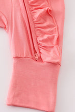 Peach bamboo ruffle zipper 2pc baby romper