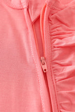 Peach bamboo ruffle zipper 2pc baby romper