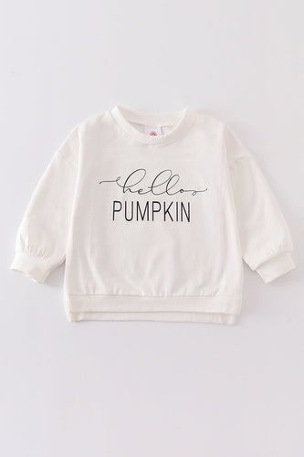 White hello pumpkin sweatshirt - ARIA KIDS