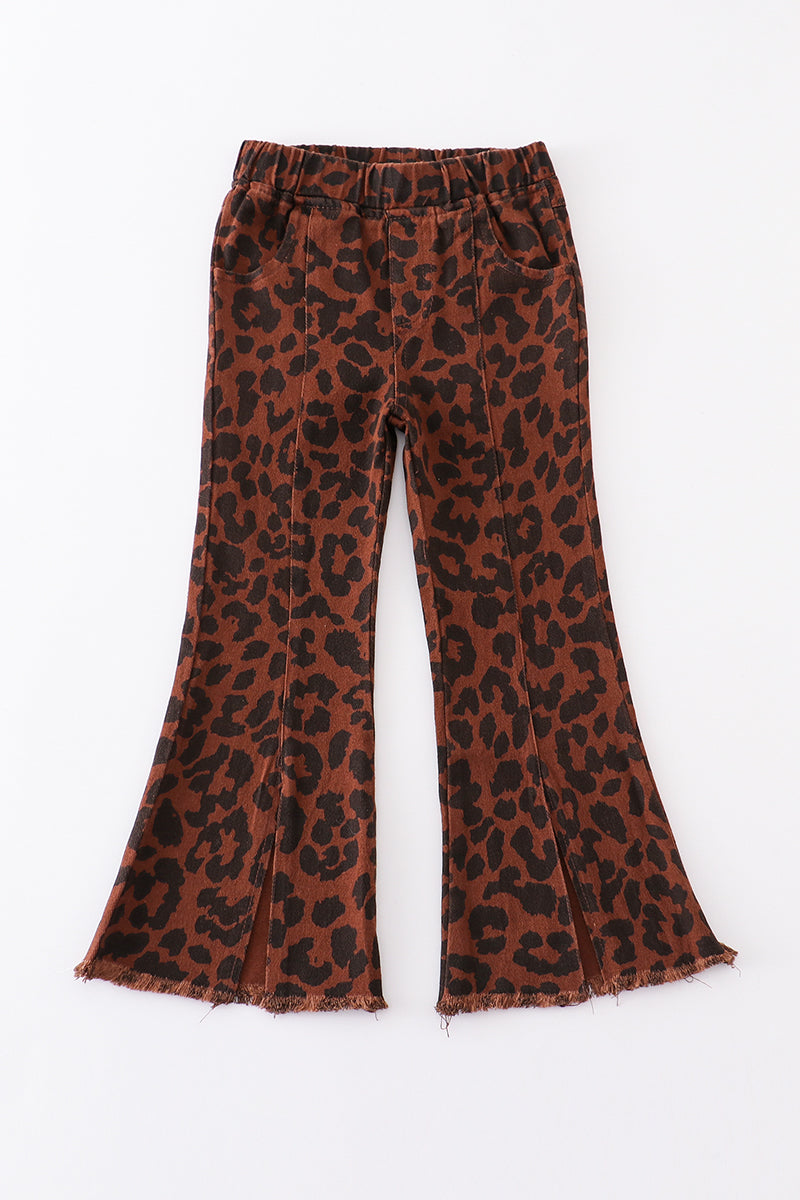Leopard print girl open front jeans - ARIA KIDS