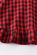 Red plaid ruffle girl dress