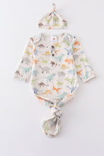 Dinosaur print bamboo baby gown set - ARIA KIDS
