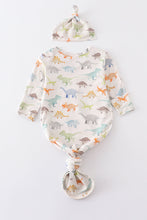 Dinosaur print bamboo baby gown set - ARIA KIDS