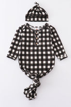 Black plaid bamboo baby gown set - ARIA KIDS