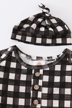 Black plaid bamboo baby gown set - ARIA KIDS
