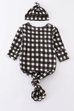 Black plaid bamboo baby gown set - ARIA KIDS